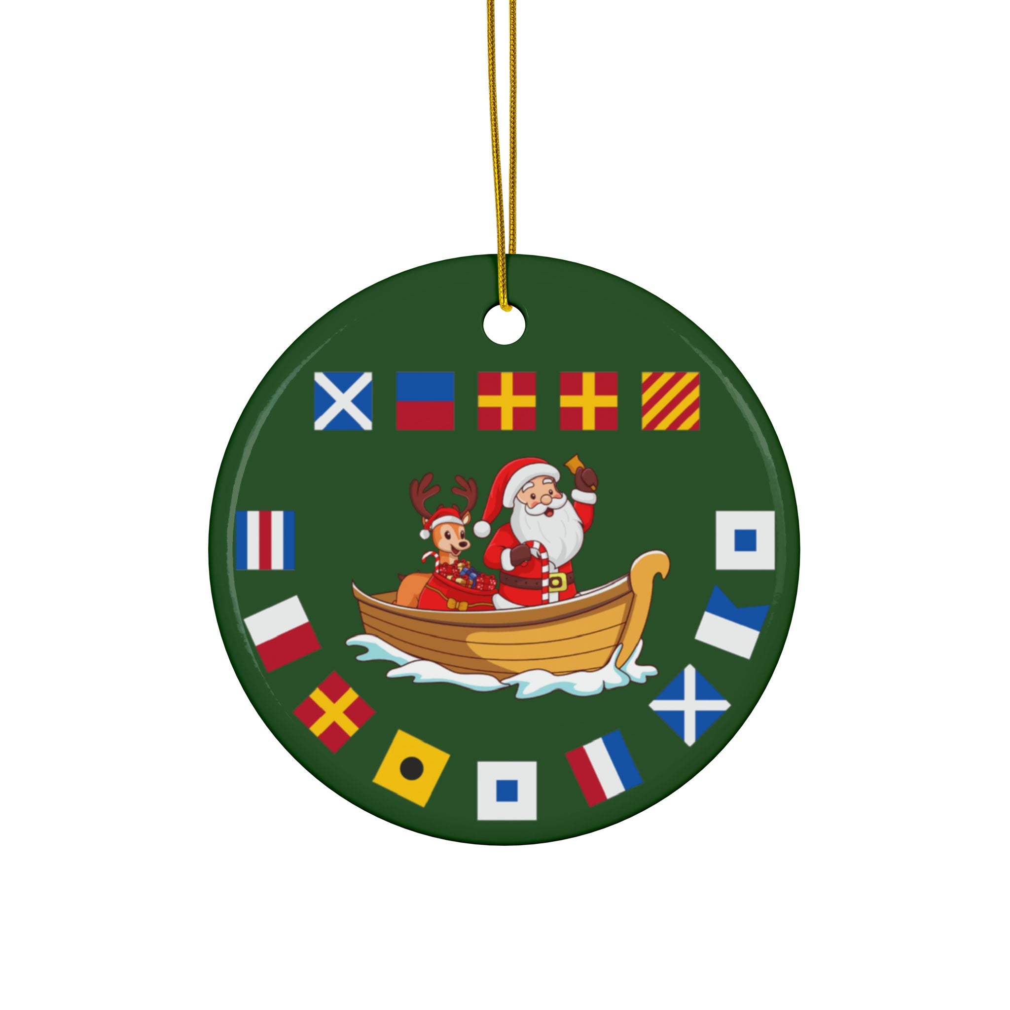 Ceramic Ornaments, 2-Side Print, Signal Flags Merry Christmas