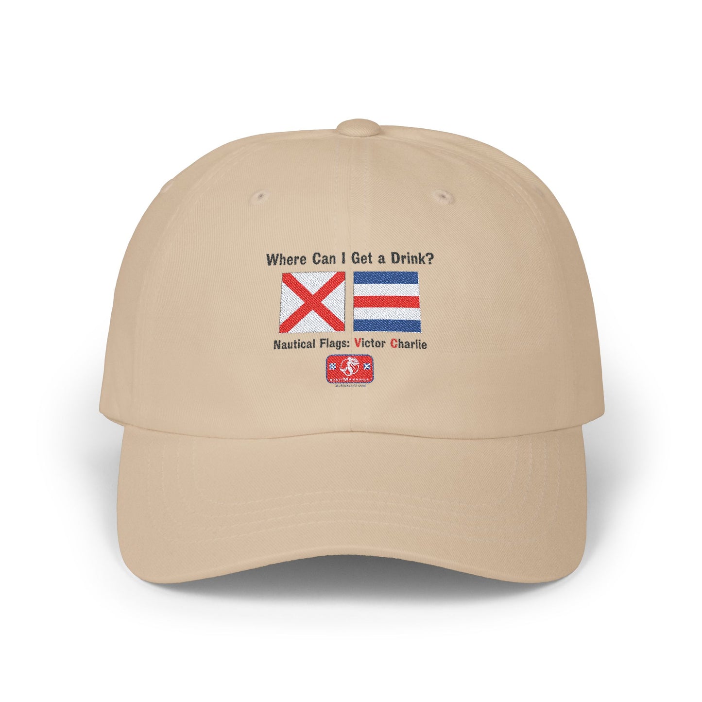 Classic Dad Cap VICTOR CHARLIE Signal Flags, means Where Can I Get A Drink