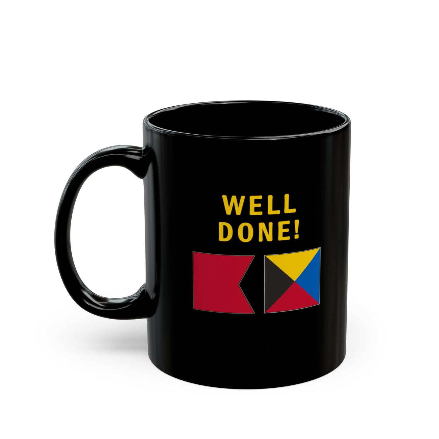 nautiMessage Black Mug - BRAVO ZULU - Well Done!