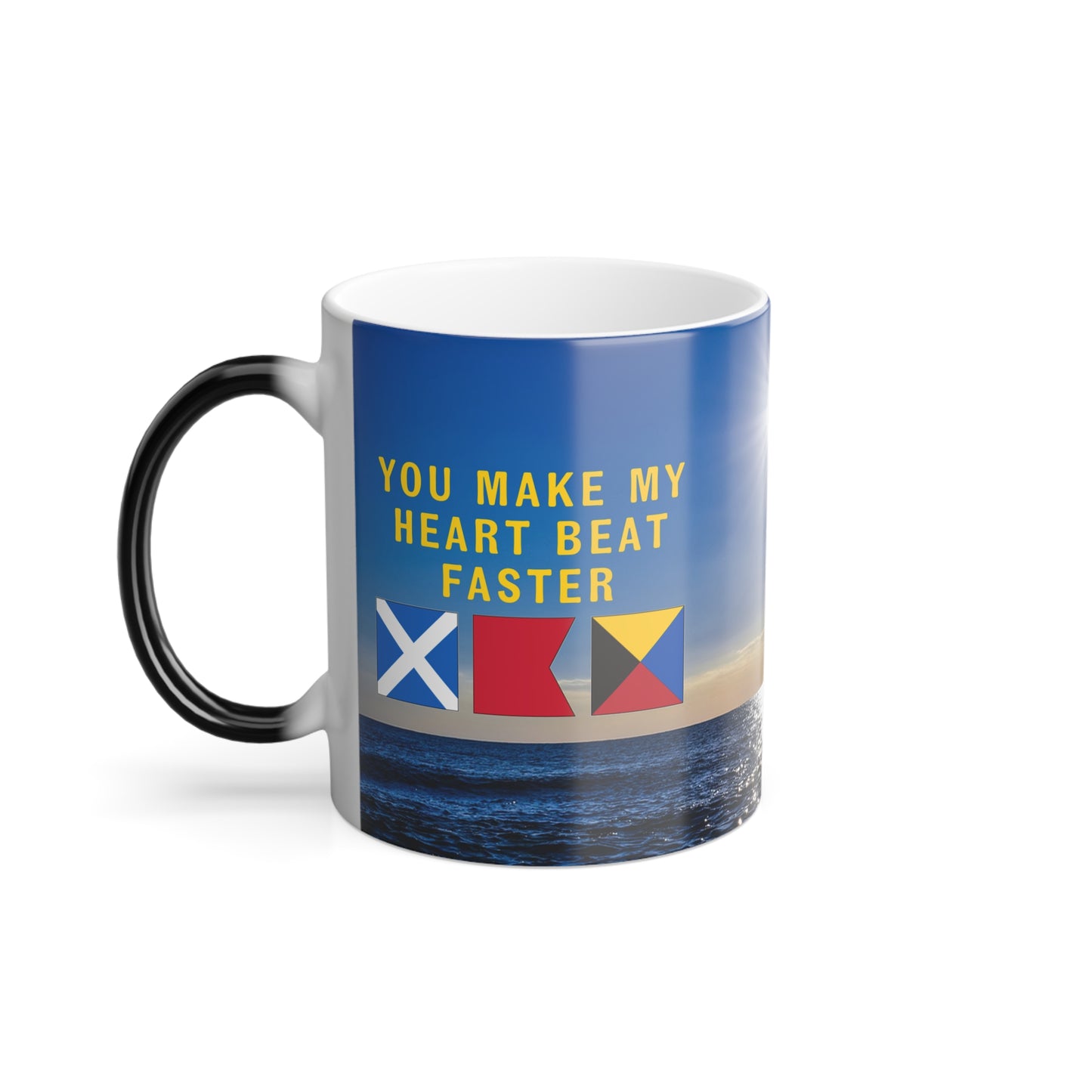 nautiMessage Hidden Message Mug  - MIKE BRAVO ZULU - You Make My Heart Beat Faster