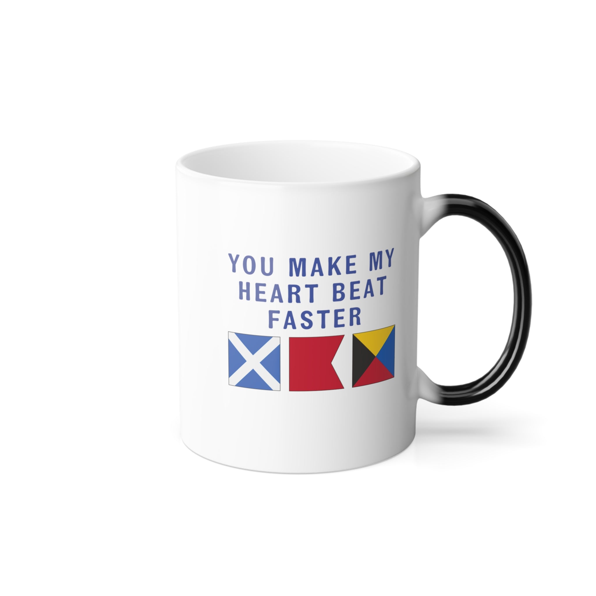 nautiMessage Hidden Message Mug  - MIKE BRAVO ZULU - You Make My Heart Beat Faster