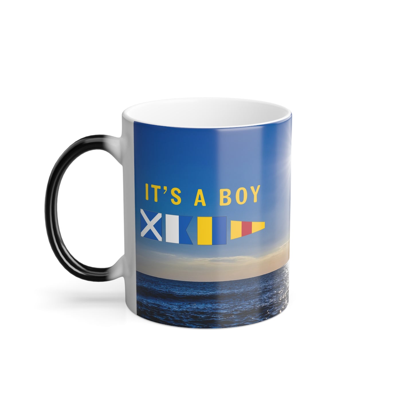 nautiMessage Hidden Message Gender Reveal Mug  - MIKE ALFA JULIETT ZERO - It's a Boy