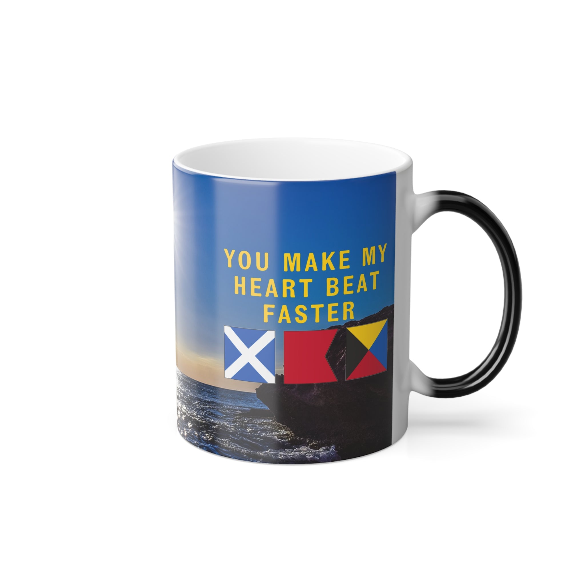 nautiMessage Hidden Message Mug  - MIKE BRAVO ZULU - You Make My Heart Beat Faster