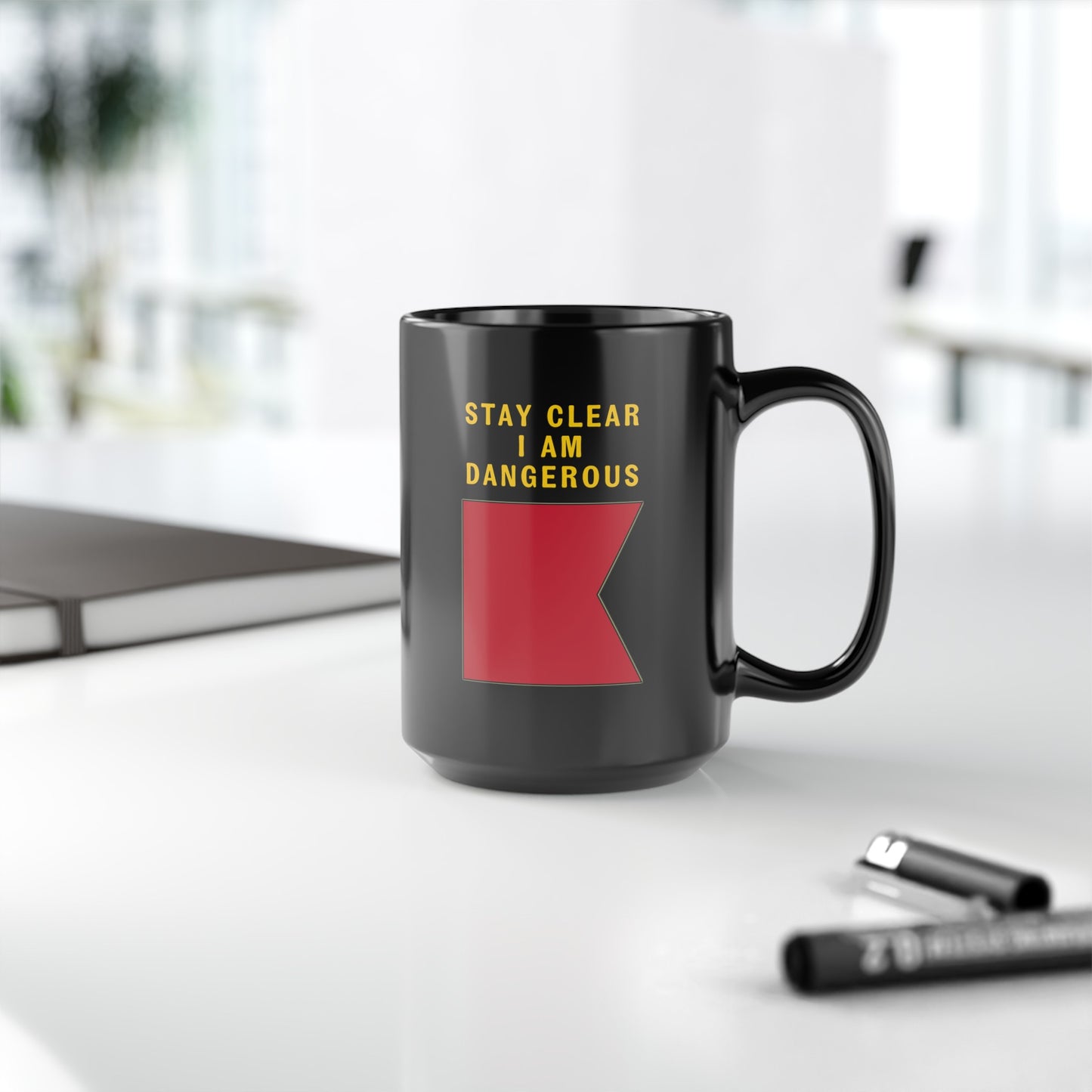 nautiMessage Black Mug - BRAVO -Stay Clear I am Dangerous