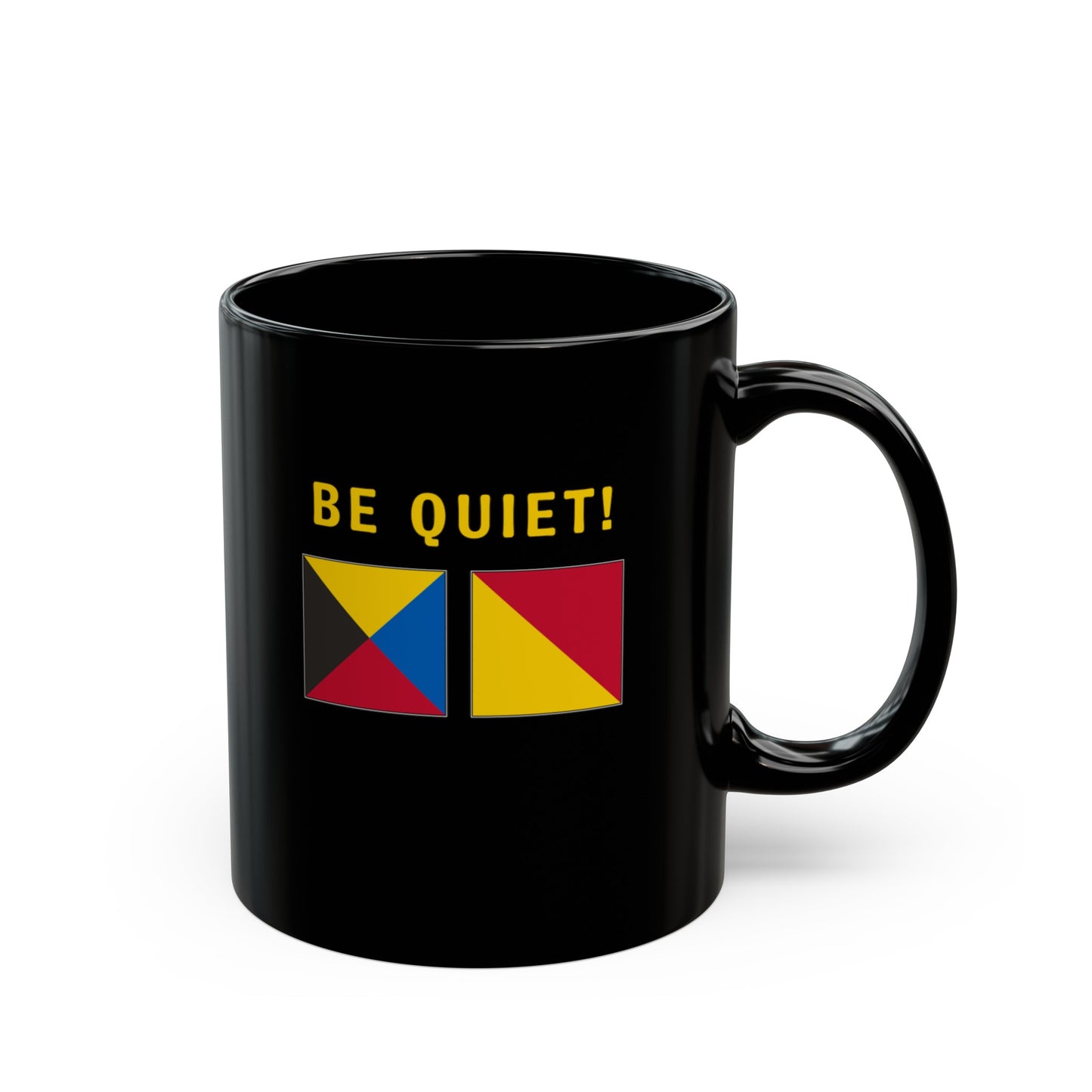 nautiMessage Black Mug - ZULU OSCAR - Be Quiet!