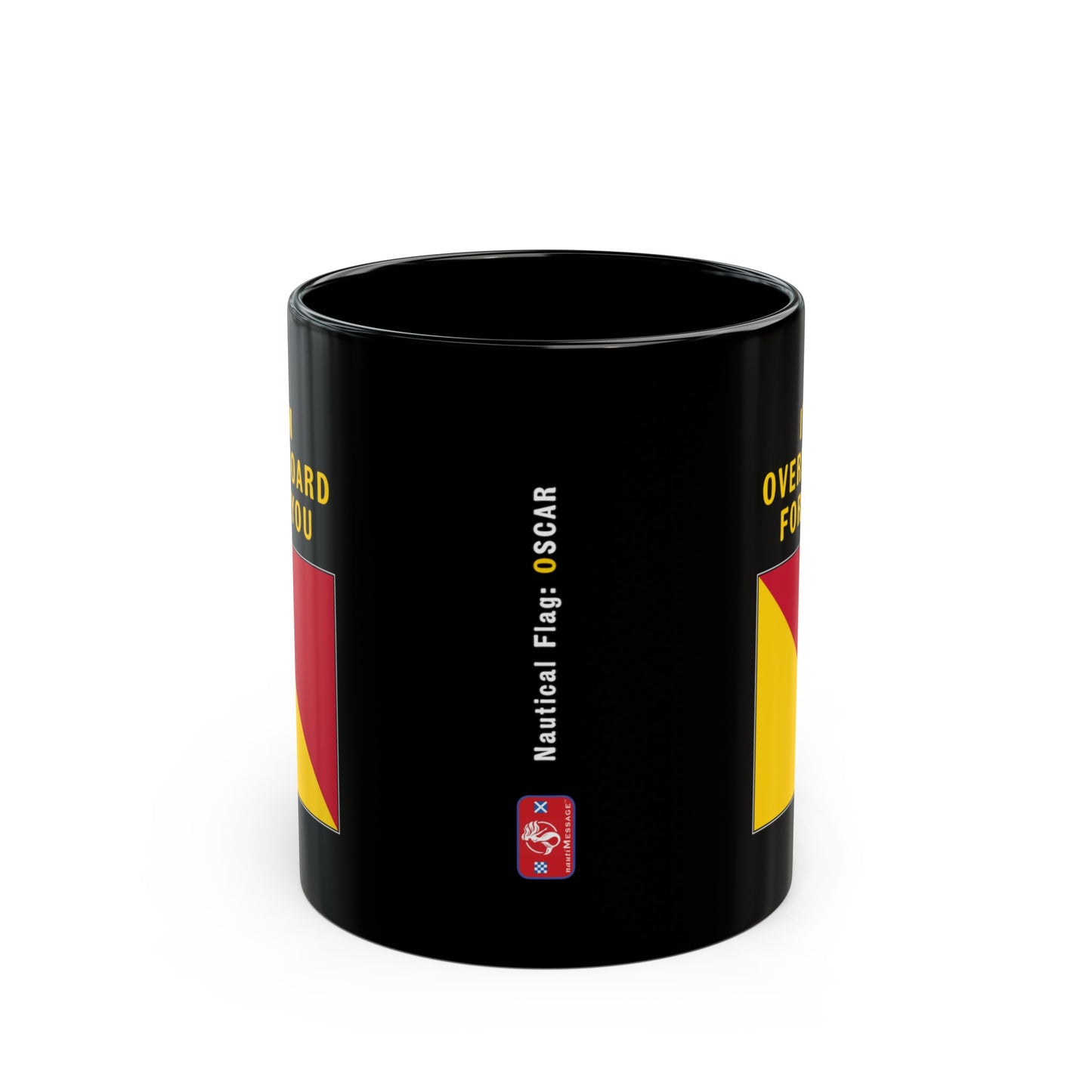 nautiMessage Black Mug - OSCAR - I am Overboard for You