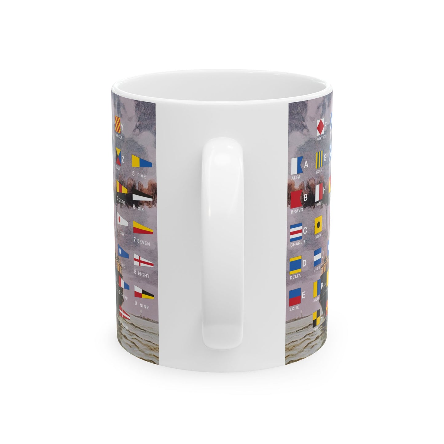 Pewabic Mug. Smaller flags