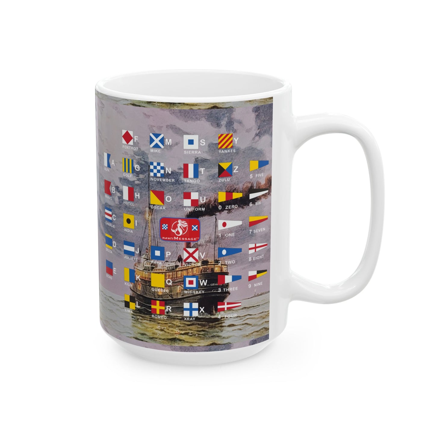 Pewabic Mug. Smaller flags