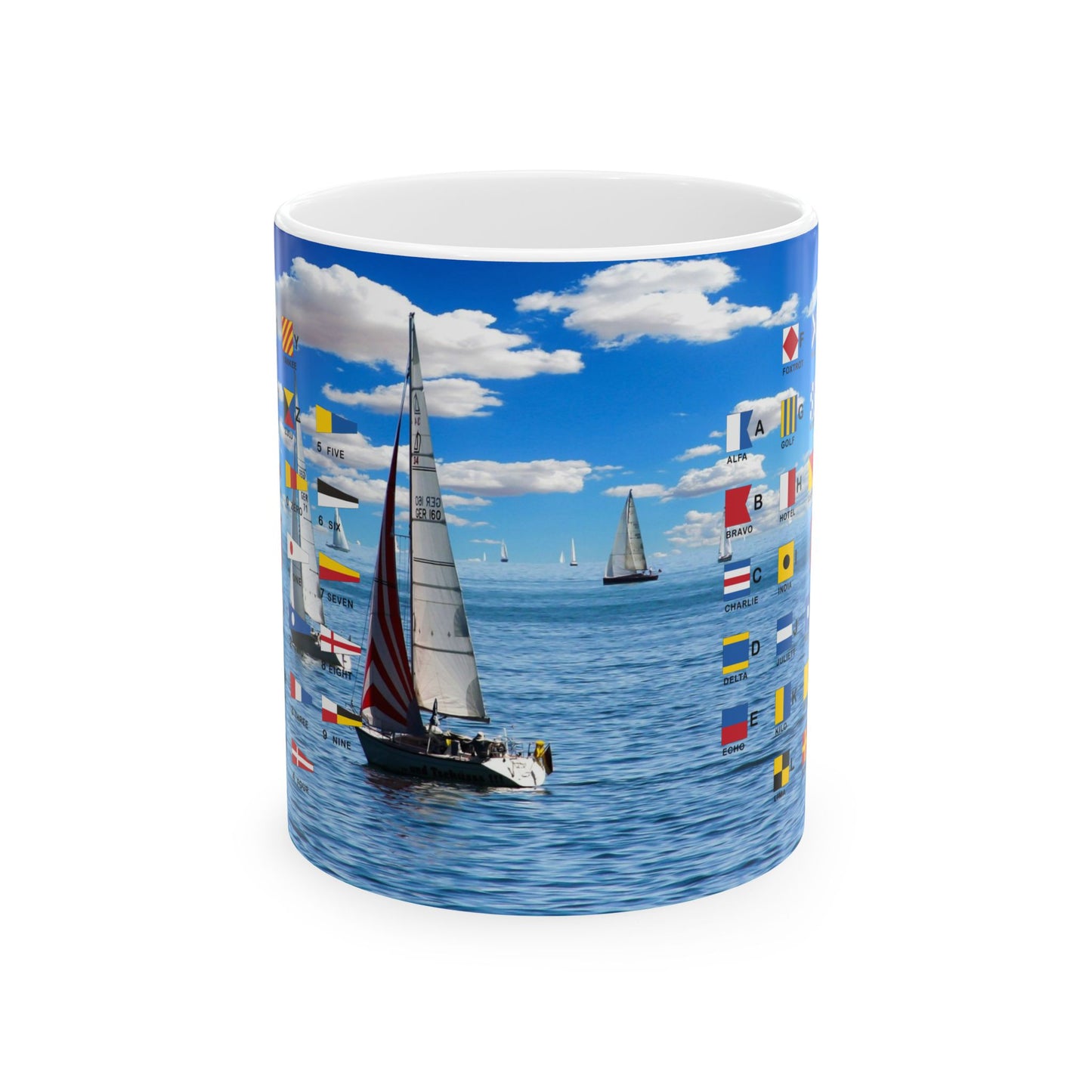 Signal Flag Ceramic Mug, (11oz, 15oz) - All Flags on Sailing Scene