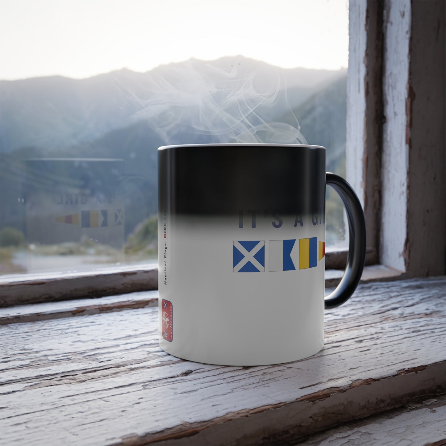 nautiMessage Hidden Message Gender Reveal Mug  - MIKE ALFA KILO ZERO - It's a Girl