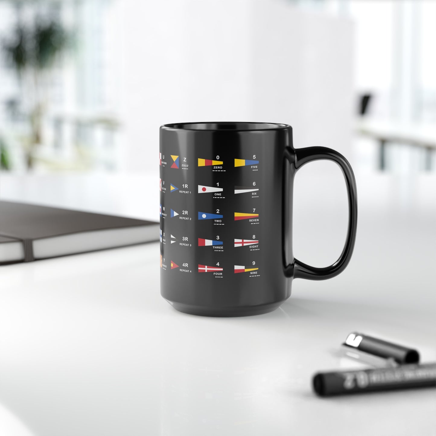 nautiMessage Black Mug - All Signal Flags