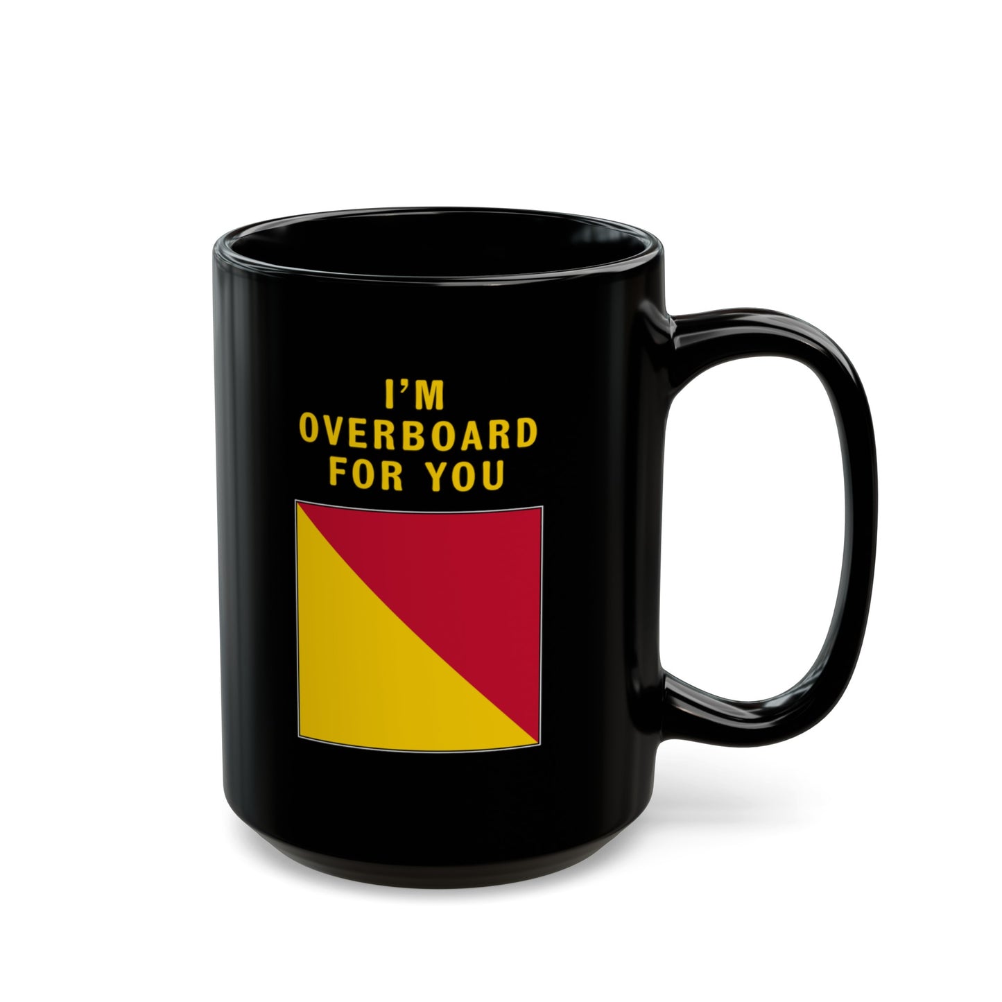 nautiMessage Black Mug - OSCAR - I am Overboard for You