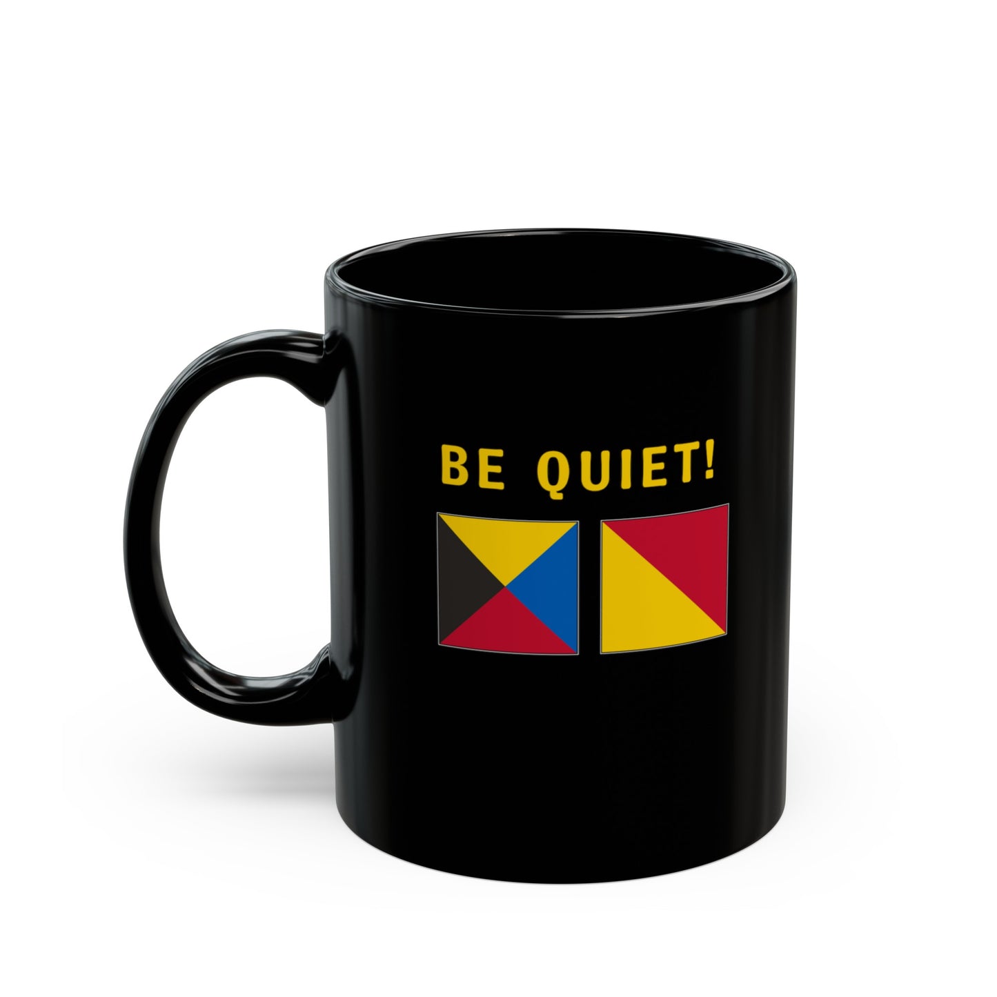 nautiMessage Black Mug - ZULU OSCAR - Be Quiet!