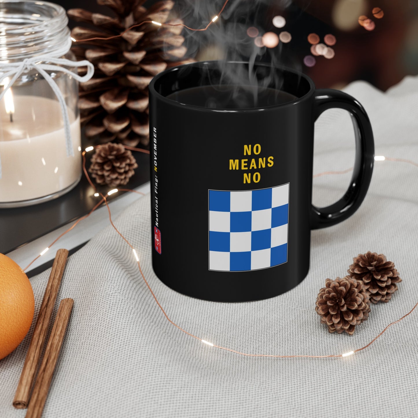 nautiMessage Black Mug - NOVEMBER - No Means No