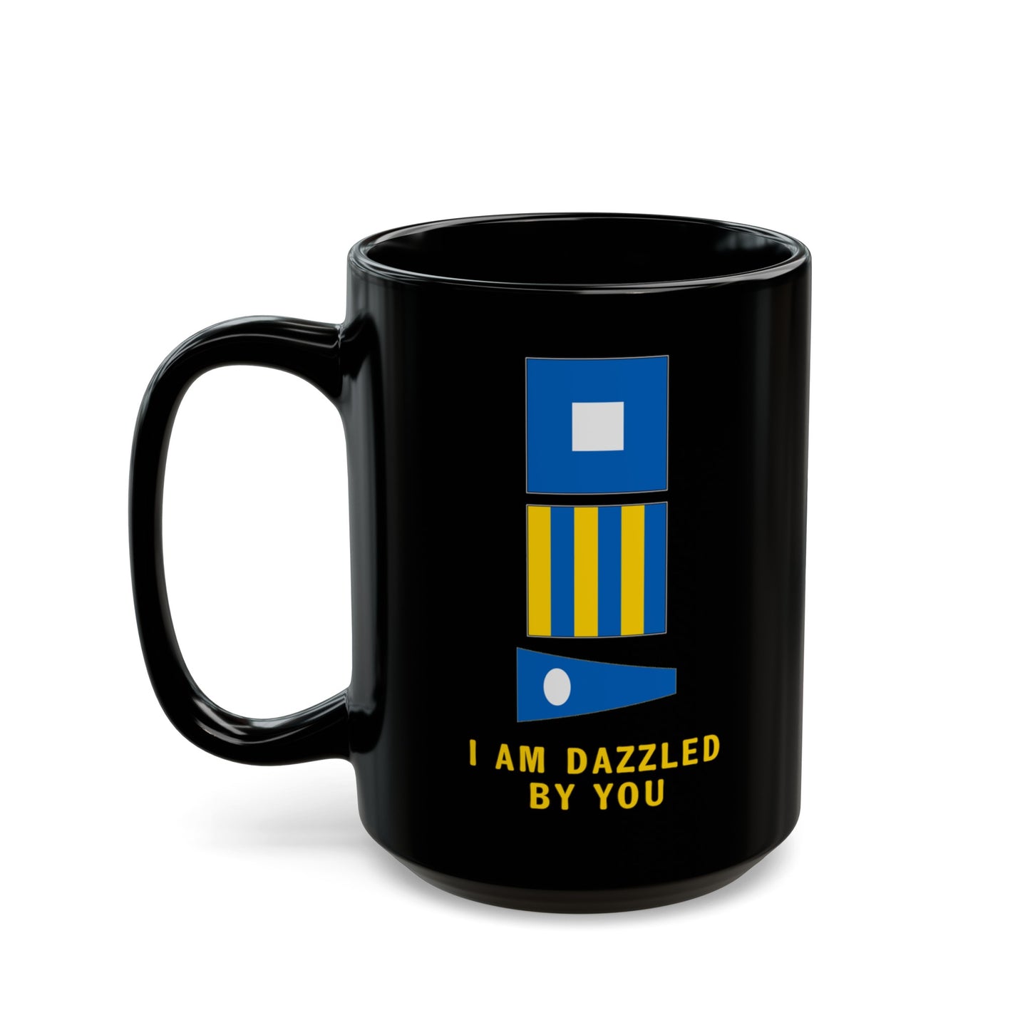 nautiMessage Black Mug - PAPA GOLF TWO - I am Dazzled By You