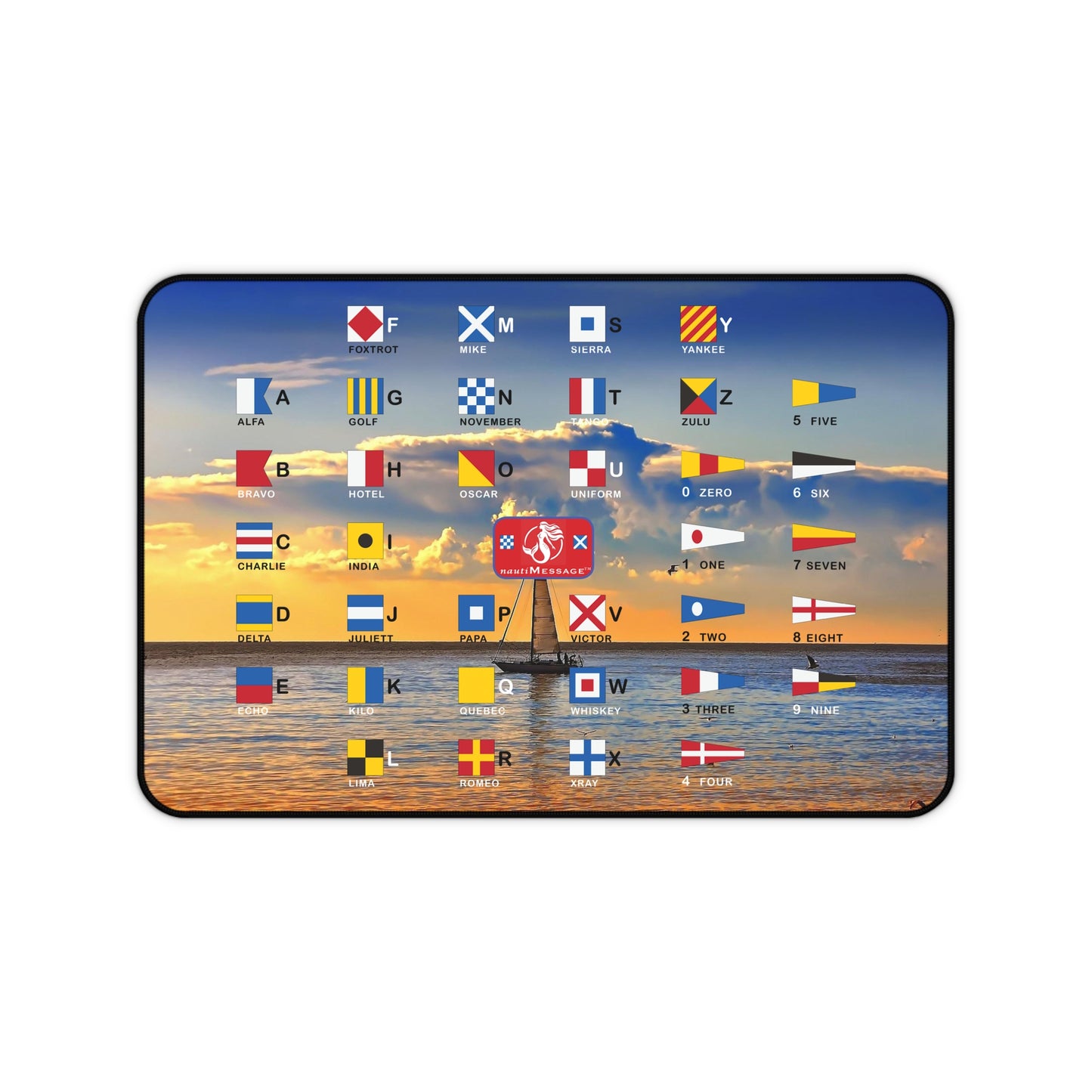 nautiMessage Desk Mat with Signal Flags: Sailboat