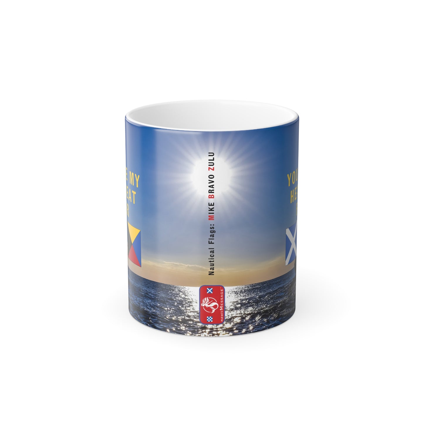 nautiMessage Hidden Message Mug  - MIKE BRAVO ZULU - You Make My Heart Beat Faster