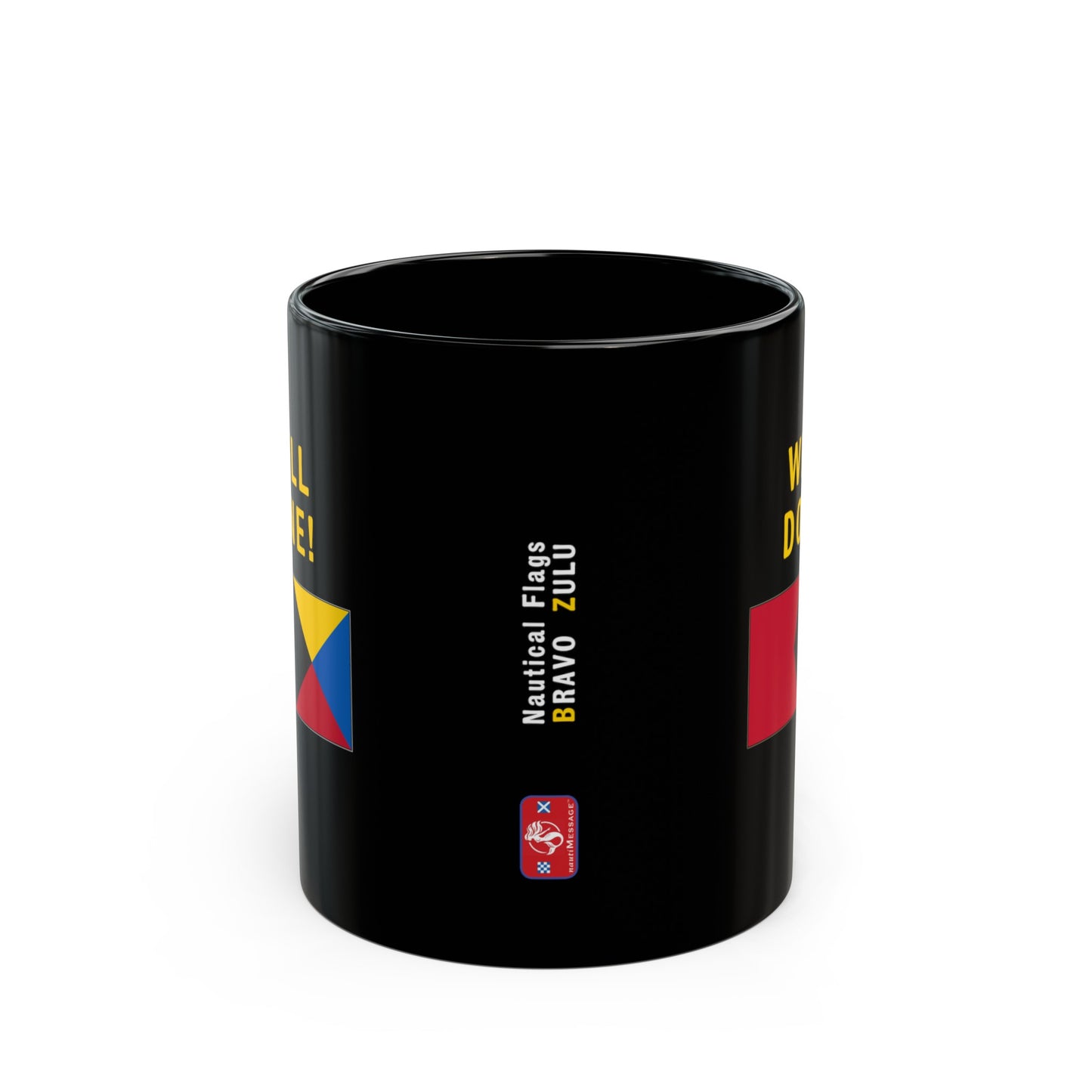 nautiMessage Black Mug - BRAVO ZULU - Well Done!