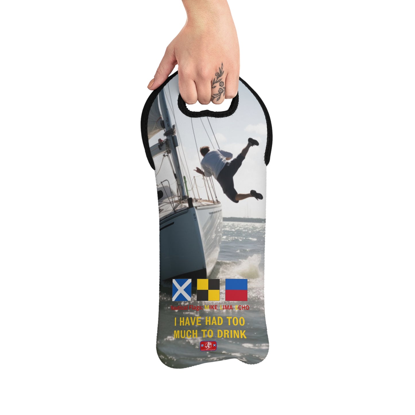 Wine Tote Bag: Nautical Signal Flags MLE 'I have had too much to drink'