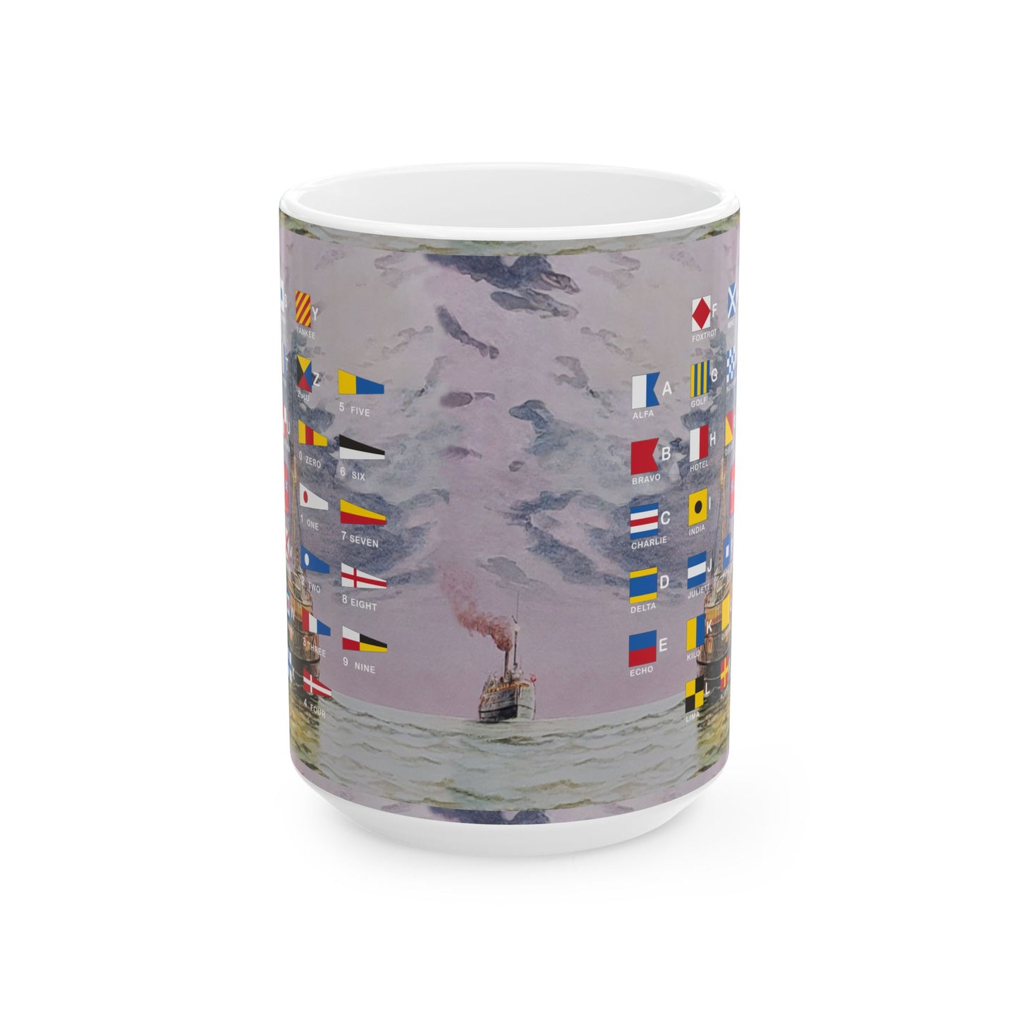 Pewabic Mug. Smaller flags