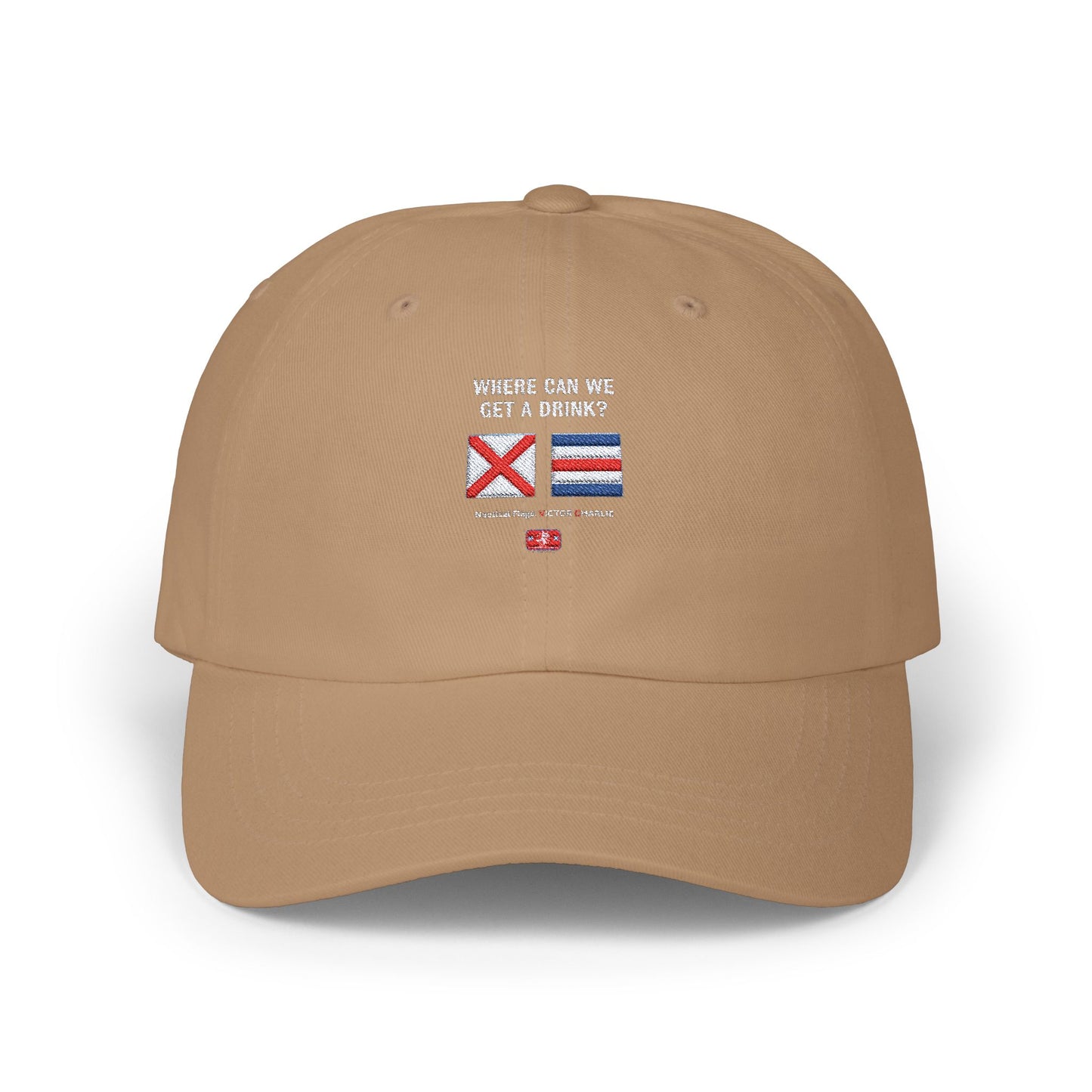 Classic Dad Cap VICTOR CHARLIE Signal Flags, means Where Can I Get A Drink