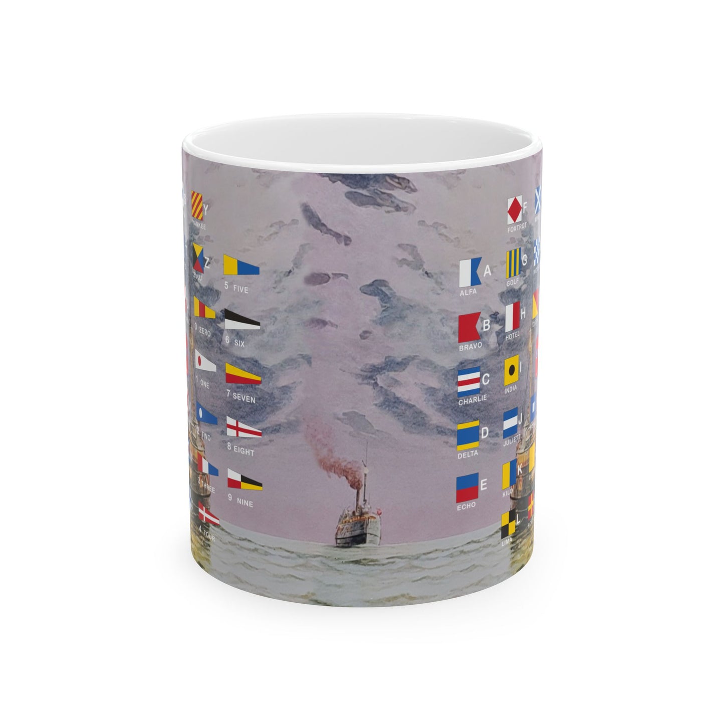 Pewabic Mug. Smaller flags