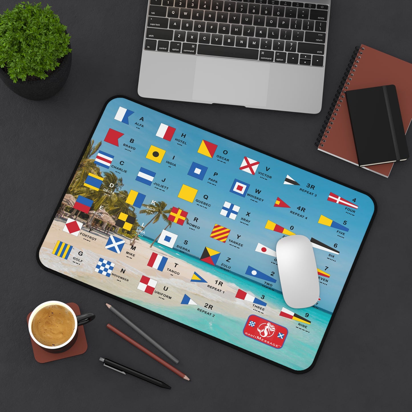 nautiMessage Desk Mat with Signal Flags