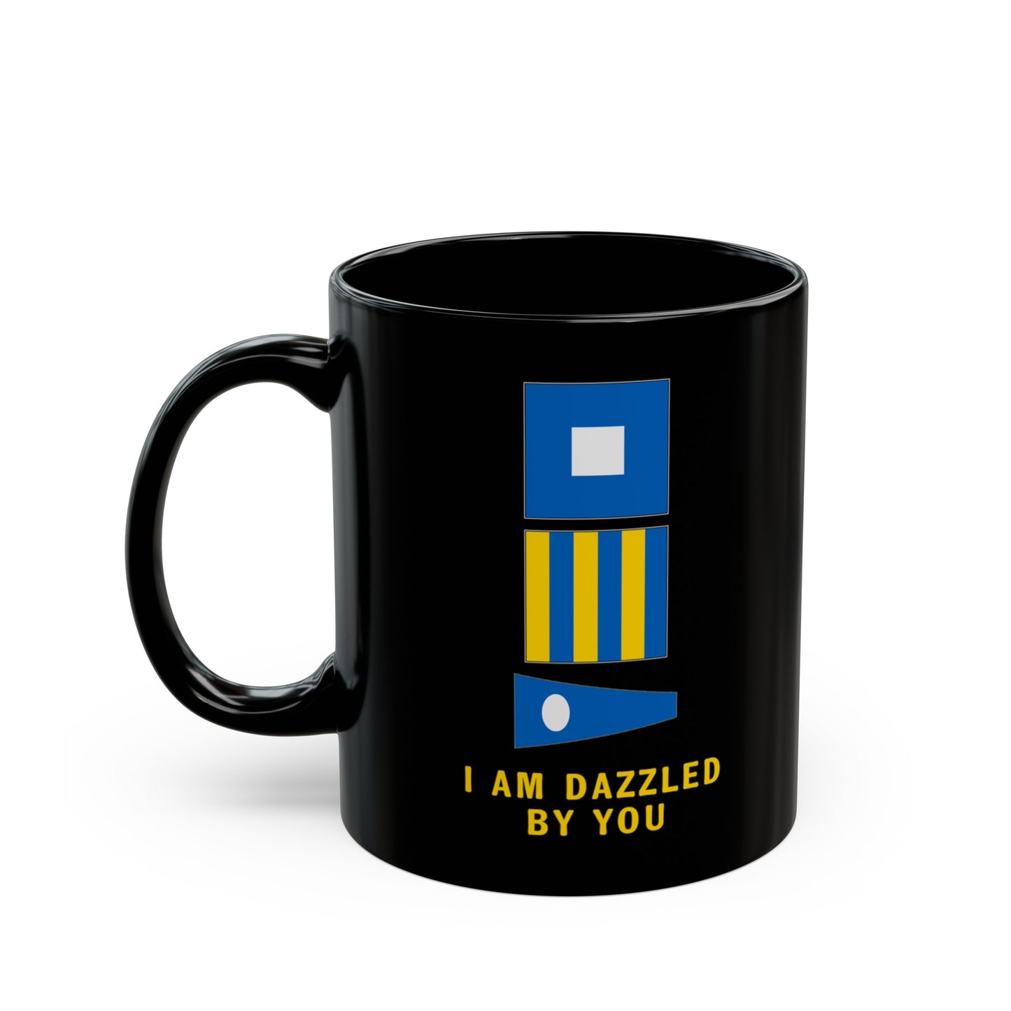 nautiMessage Black Mug - PAPA GOLF TWO - I am Dazzled By You