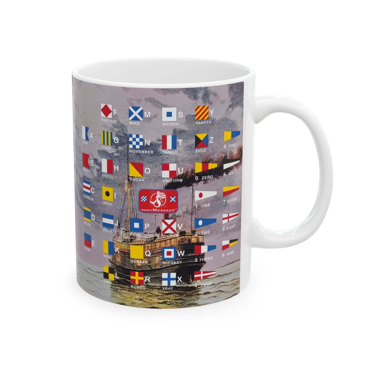 Pewabic Mug. Smaller flags