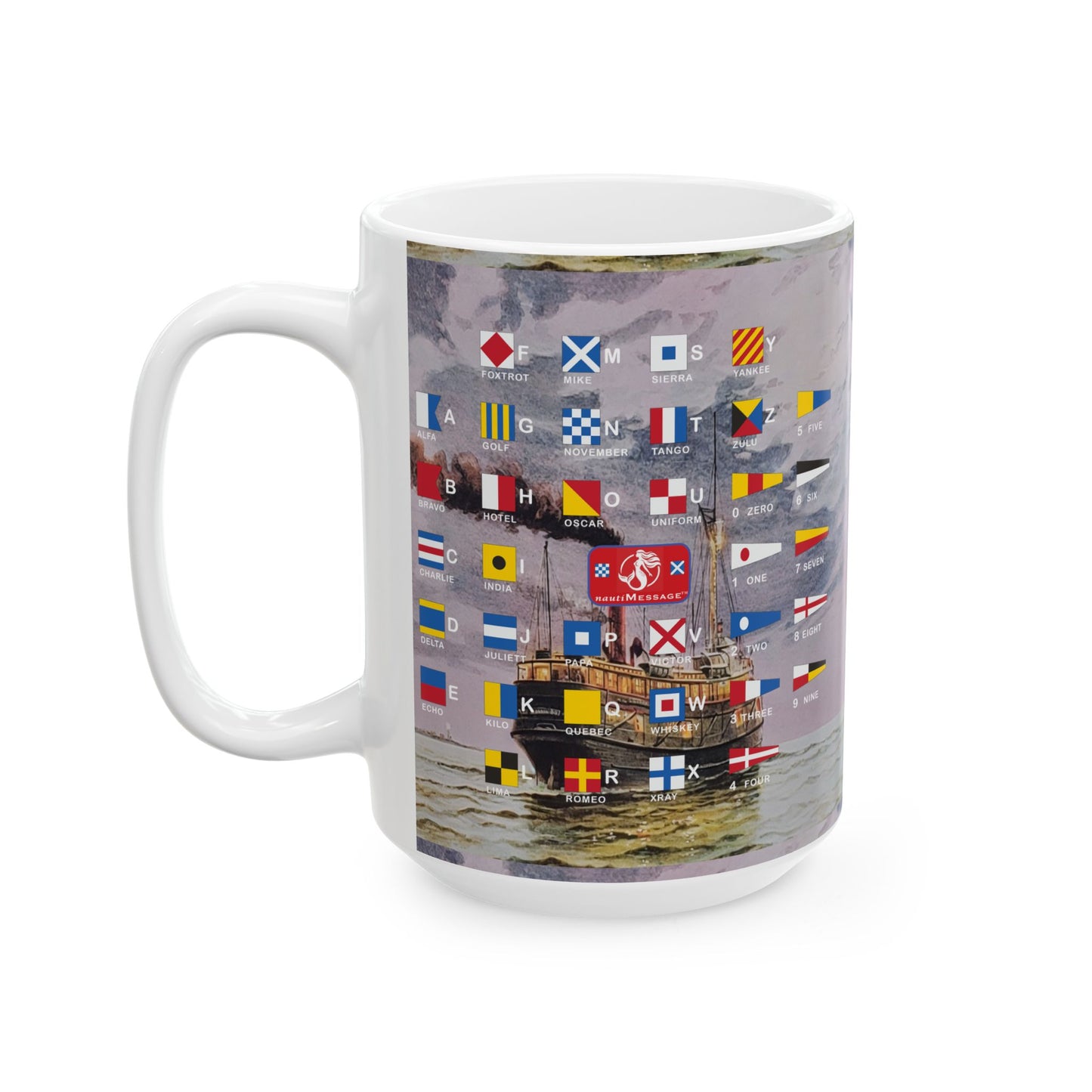 Pewabic Mug. Smaller flags