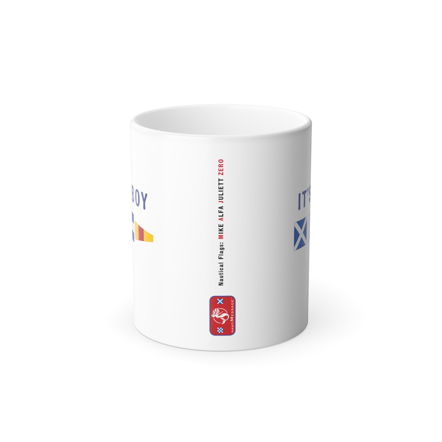 nautiMessage Hidden Message Gender Reveal Mug  - MIKE ALFA JULIETT ZERO - It's a Boy