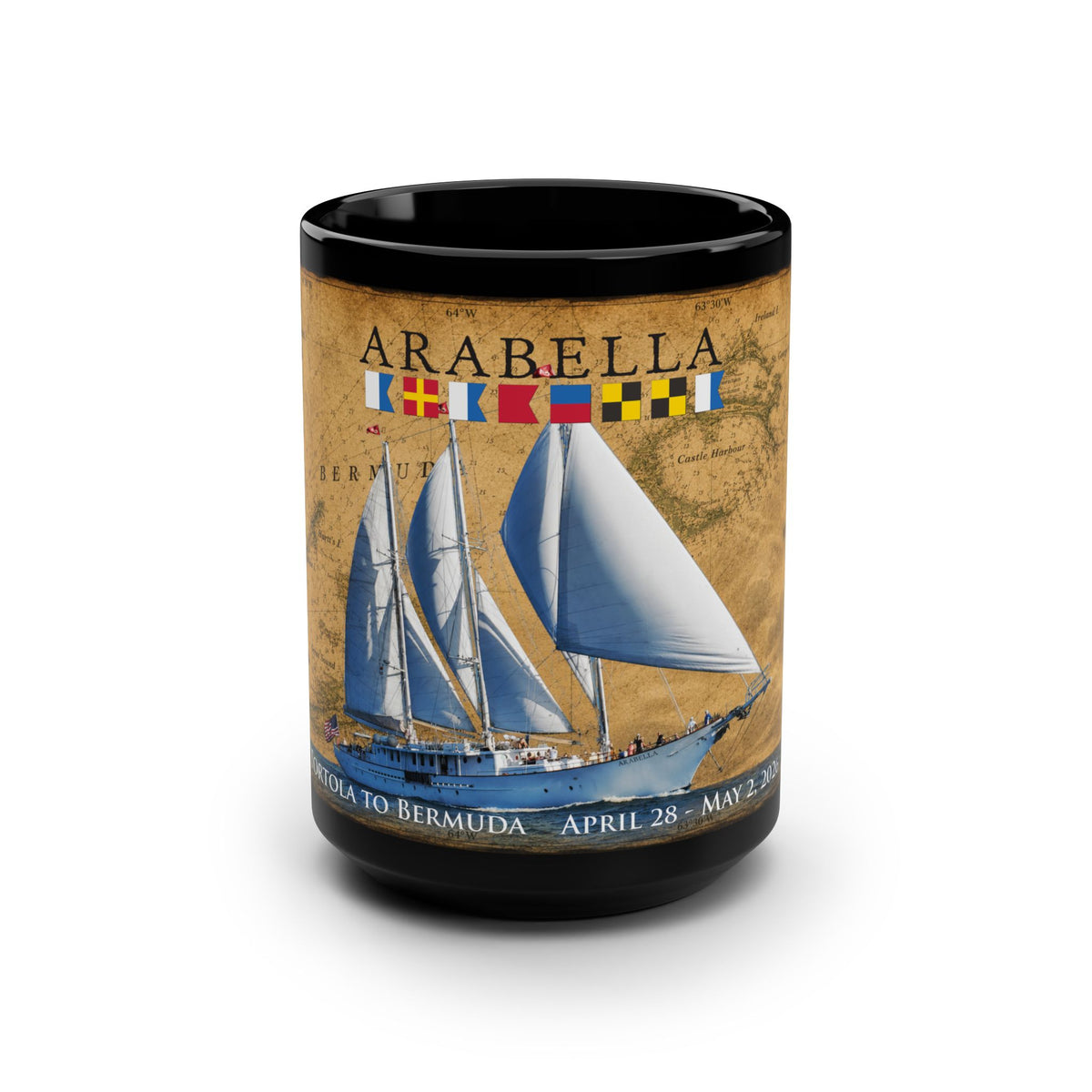 Arabella Bermuda Sailboat Black 15oz Mug