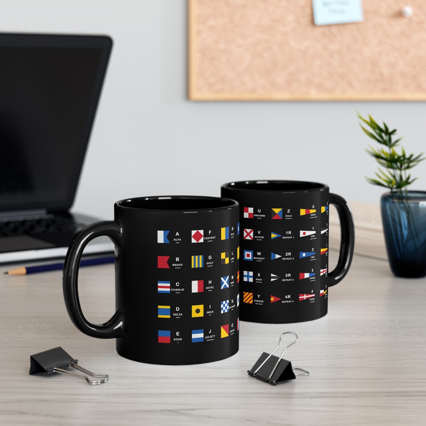 nautiMessage Black Mug - All Signal Flags