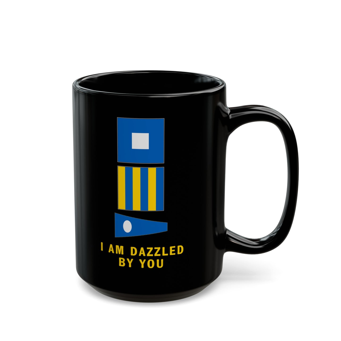 nautiMessage Black Mug - PAPA GOLF TWO - I am Dazzled By You