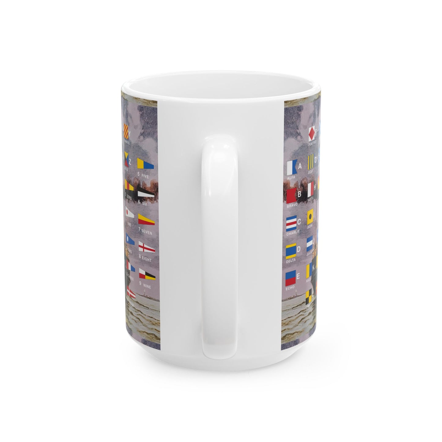 Pewabic Mug. Smaller flags