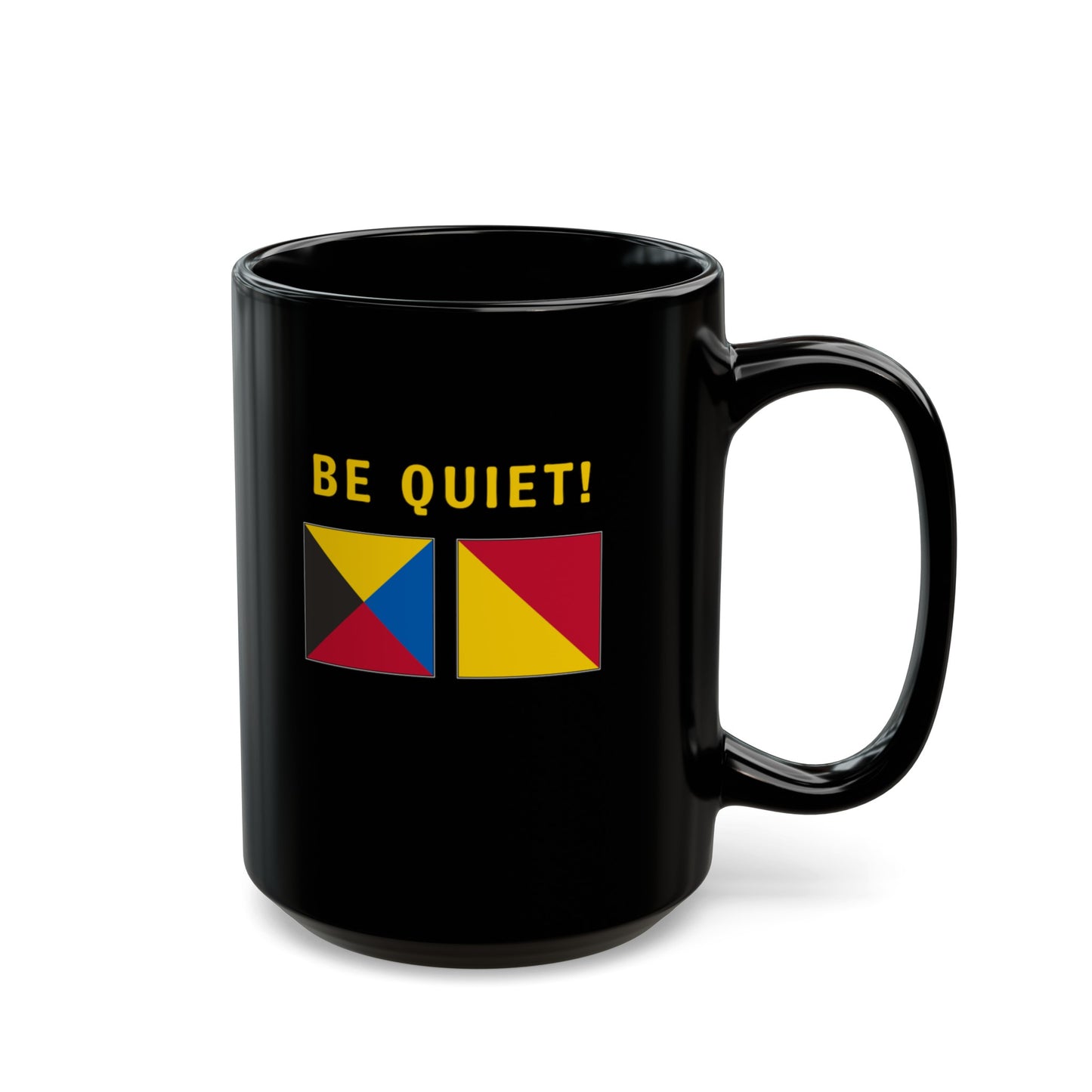 nautiMessage Black Mug - ZULU OSCAR - Be Quiet!