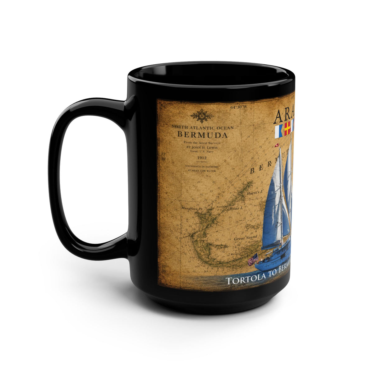 Arabella Bermuda Sailboat Black 15oz Mug