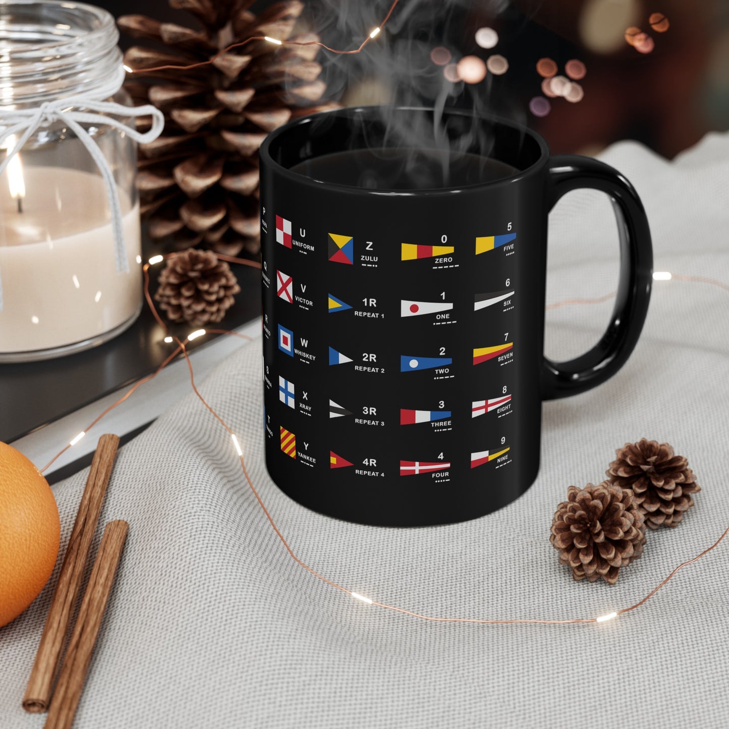 nautiMessage Black Mug - All Signal Flags