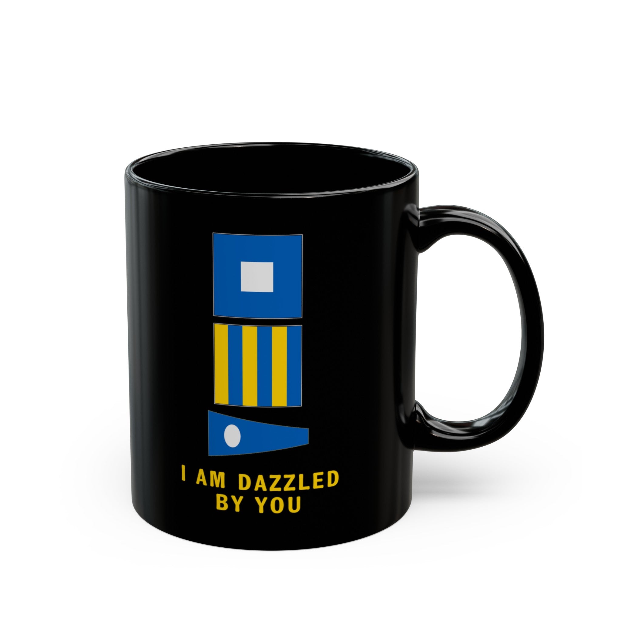 nautiMessage Black Mug - PAPA GOLF TWO - I am Dazzled By You