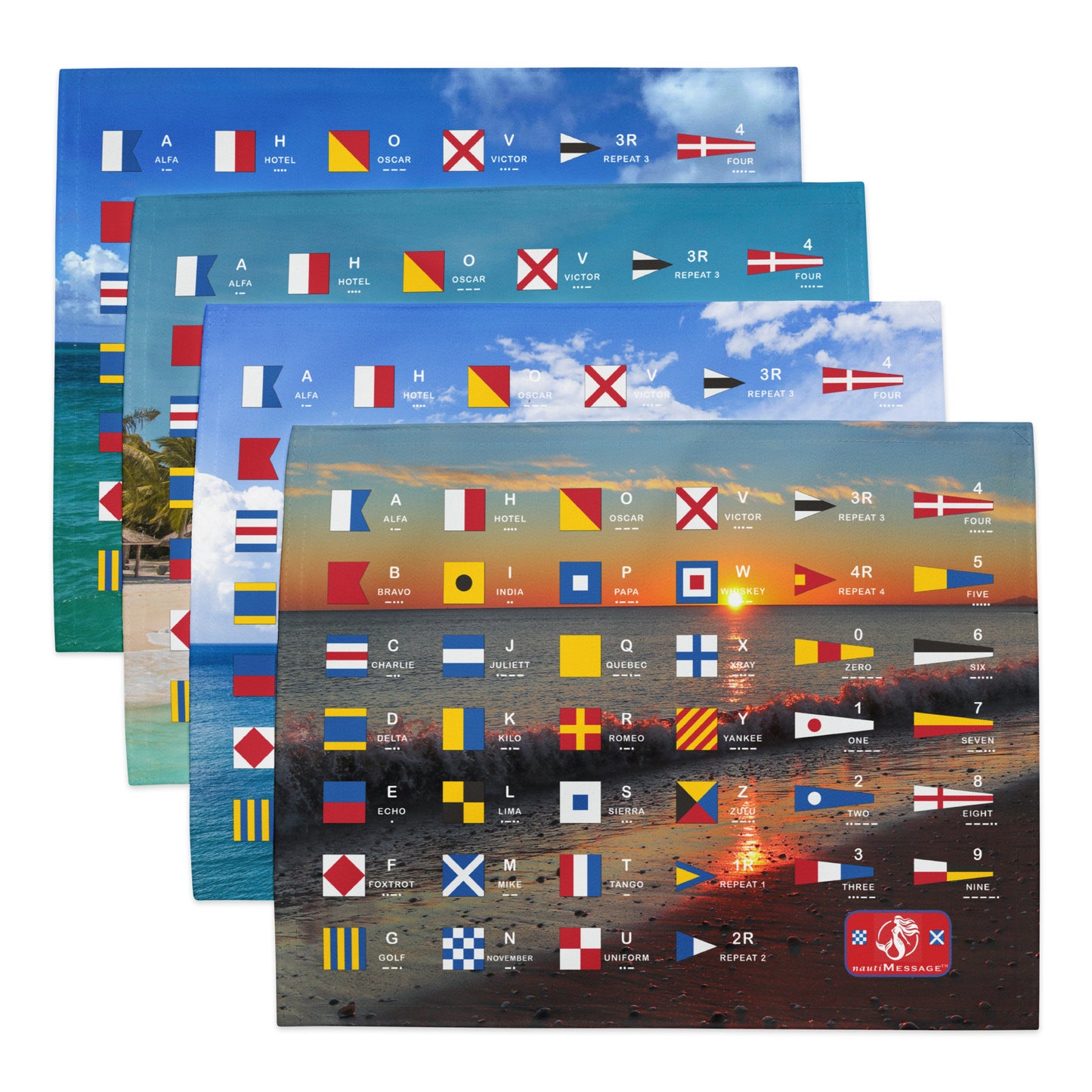 nautiMessage Placemat Set - Ocean Collection - 4 Different Images