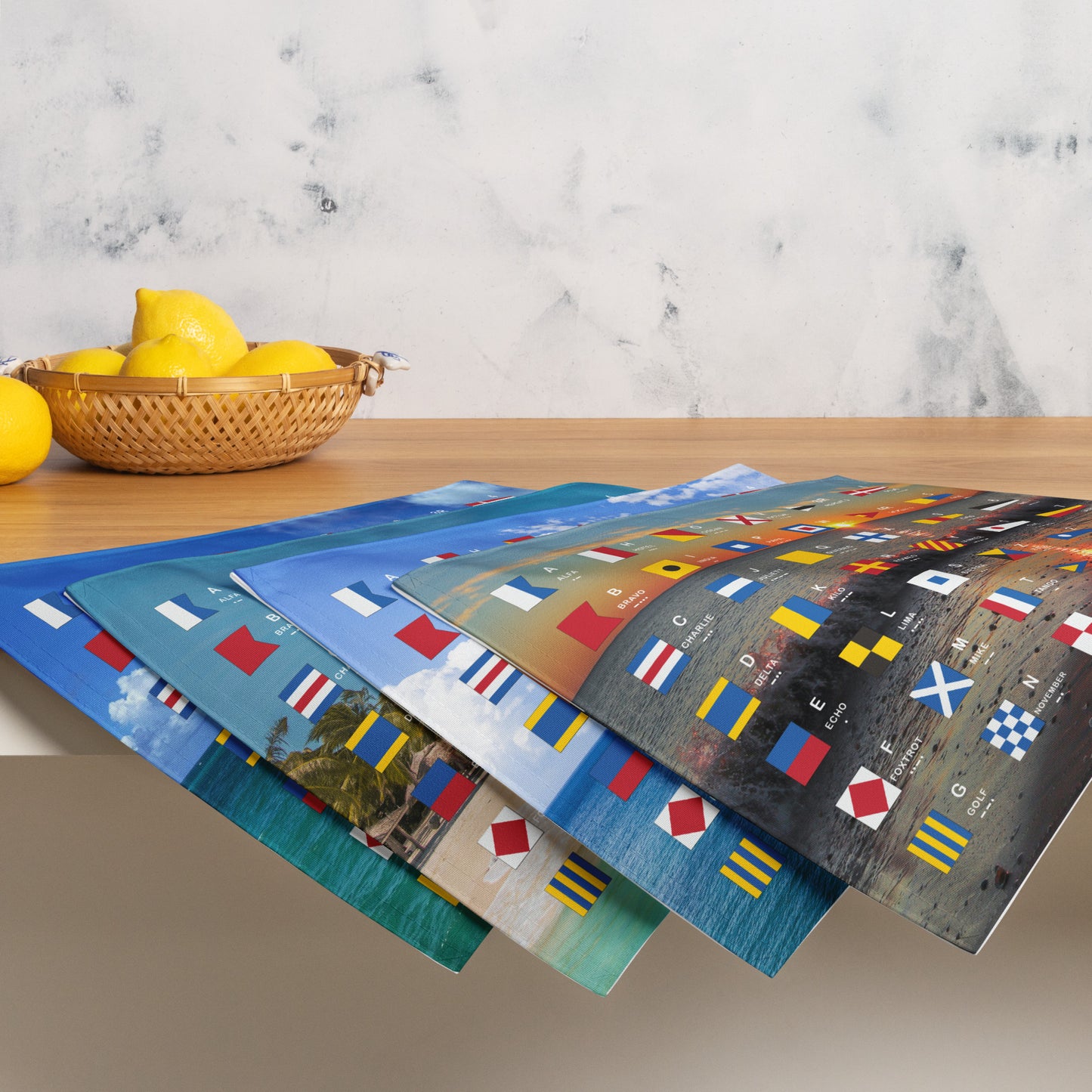 nautiMessage Placemat Set - Ocean Collection - 4 Different Images